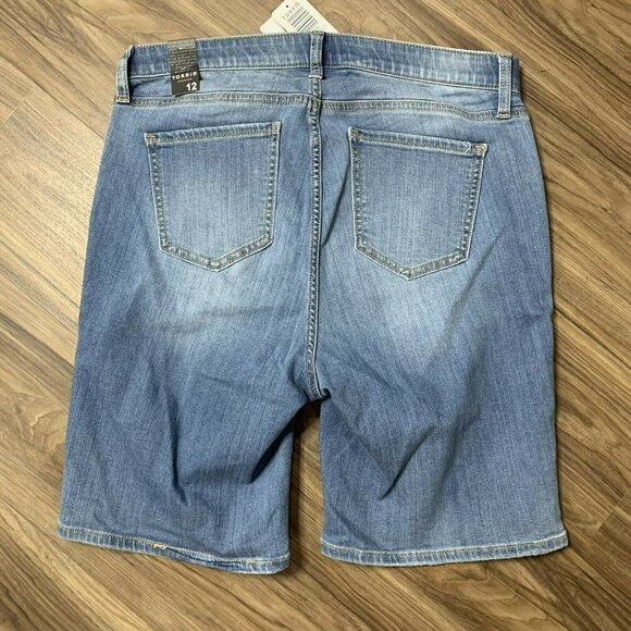 Torrid Sky High Skinny First At Fit Distressed Blue Denim Shorts Women's Size 12 - Picture 3 of 13